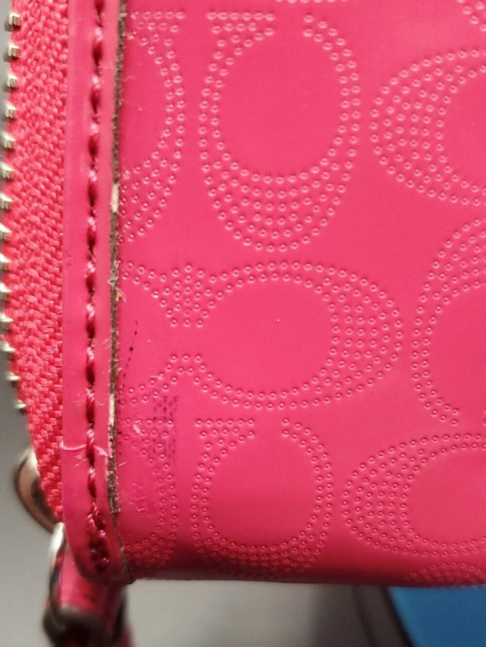 Coach Pink Signature Heart Zip Wallet